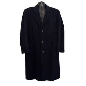 Made in Bulgaria Overcoat Men's Navy Blue Dress Coat Heavy Wool Cashmere 44L